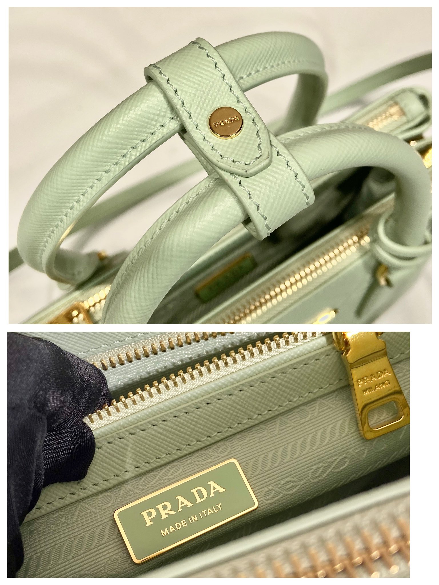 Prada Small Galleria Saffiano Leather Bag Tote Shoulder Bag Light Green 1BA896 